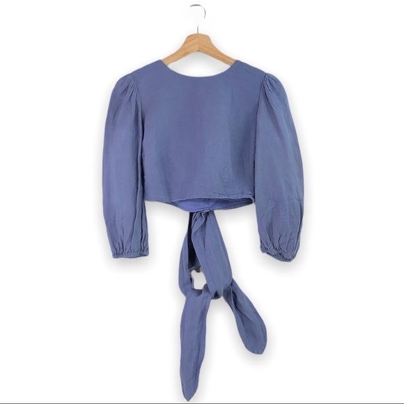 Revolve Capulet - Anais Wrap Crop Top Vintage Blue - Small - Picture 2 of 9